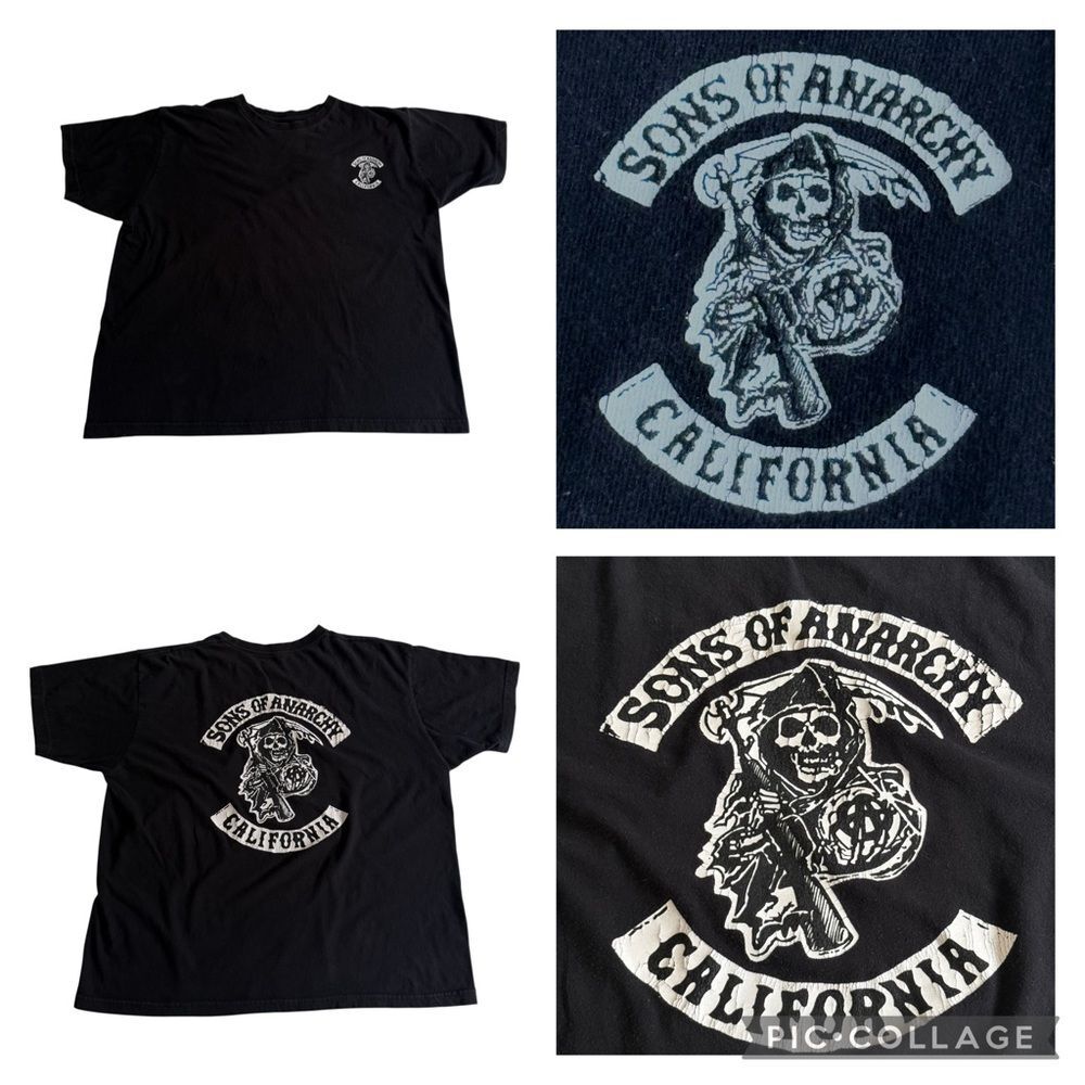 Sons of Anarchy Tee Two Sided Graphic Black Grunge Sz XL
